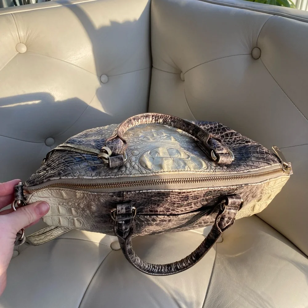 Brahmin Large Duxbury Satchel Veranda Melbourne Croc Embossed Leather Bag - Picture 6 of 12